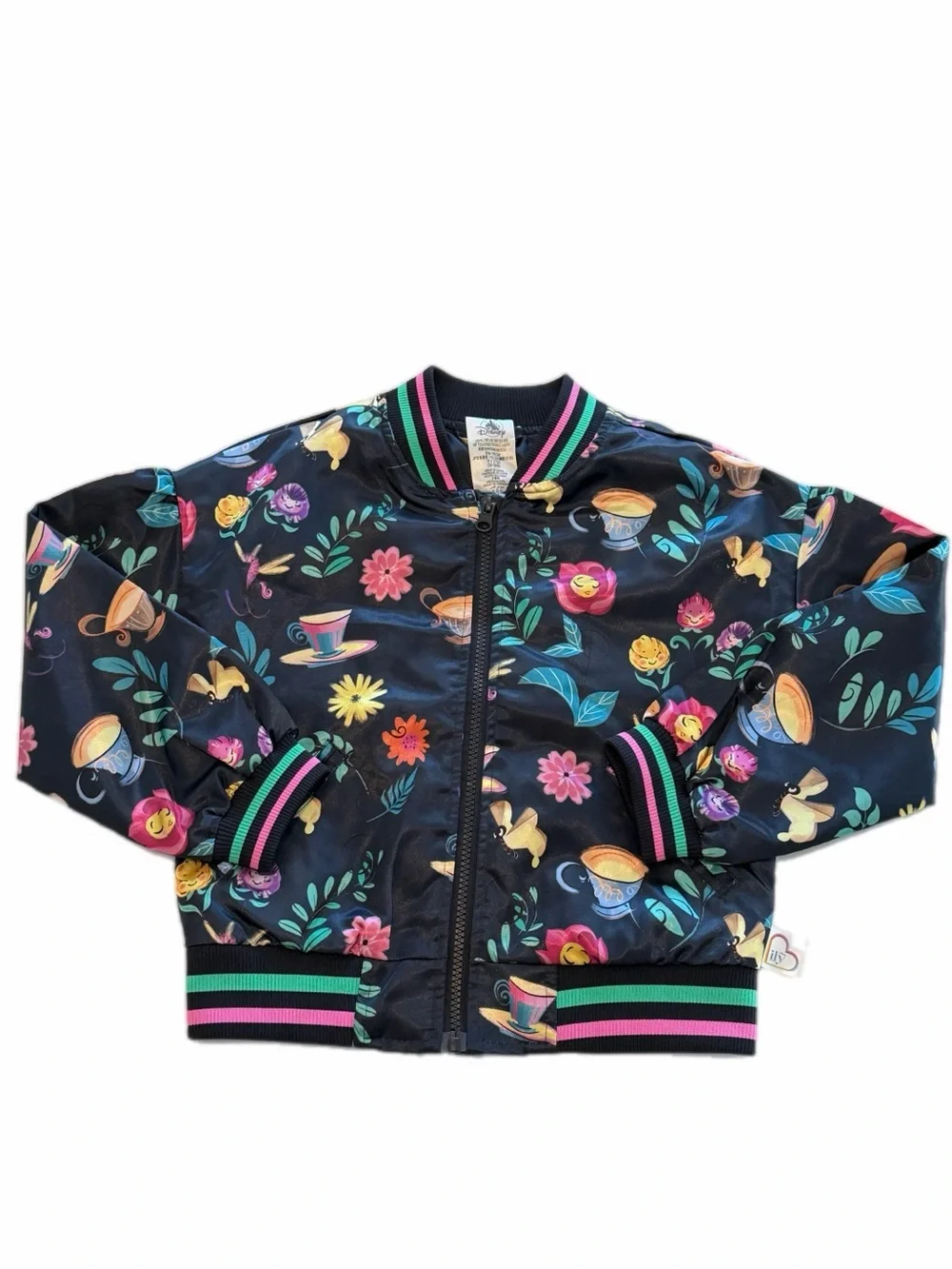 Disney ILY Alice In Wonderland Tea Party Bomber Jacket